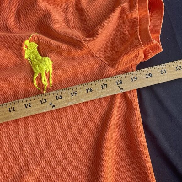 Polo Ralph Lauren Polo Shirt Men Medium Custom Fit Big Pony Orange Casual Cotton - Picture 8 of 10